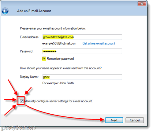 Τρόπος χρήσης του HTTPS στο πρόγραμμα-πελάτης Windows Live Mail για σύνδεση με το λογαριασμό σας Hotmail με δυνατότητα HTTPS.