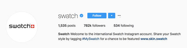 Το Swatch ζητά από τους χρήστες να προσθέσουν ετικέτες στις αναρτήσεις τους με το #MySwatch για να έχουν την ευκαιρία να εμφανιστούν στον λογαριασμό τους στο Instagram.