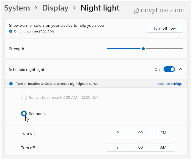 νυχτερινός φωτισμός παράθυρα 11 ρυθμίσεις