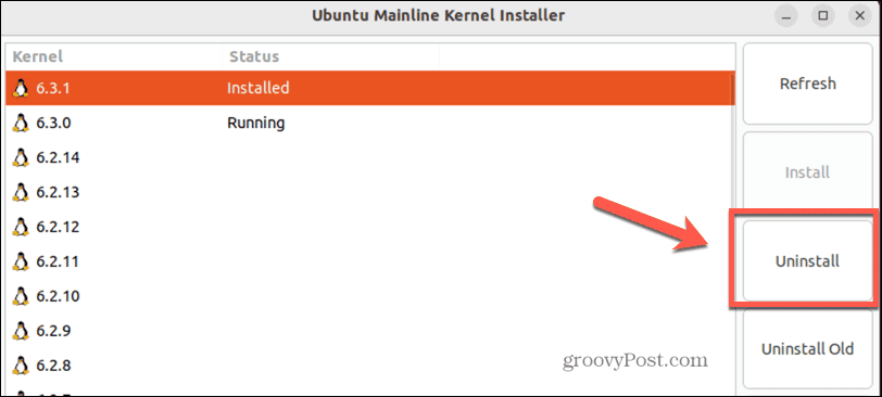 Ubuntu απεγκατάσταση πυρήνα σε mainline