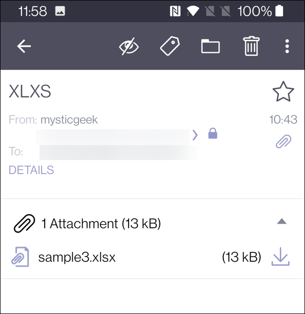 protonmail ανοίξτε αρχεία xlsx στο android