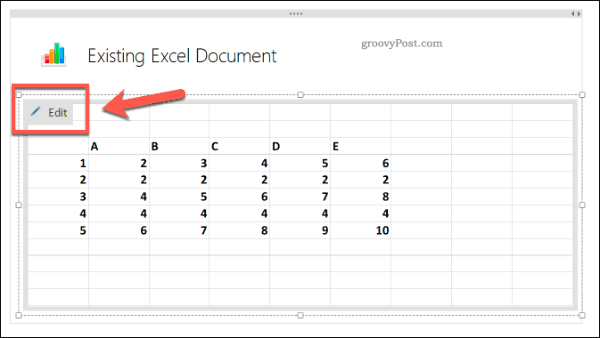Επεξεργασία ενός υπάρχοντος υπολογιστικού φύλλου Excel στο OneNote