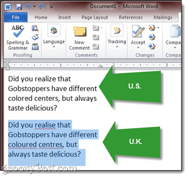 αλλαγή σε u.s. american english στο γραφείο 2010