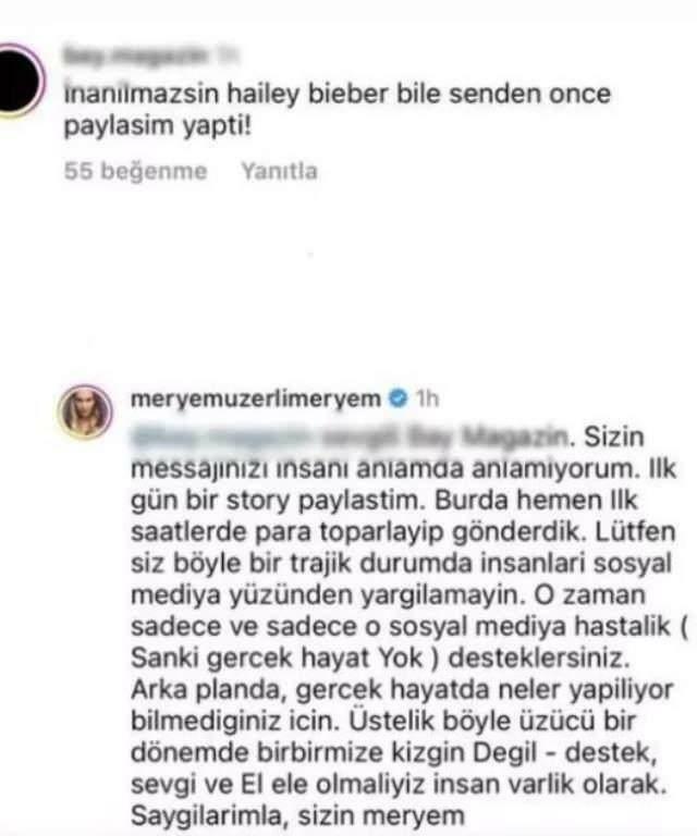 Η Meryem Uzerli αντέδρασε στην κριτική