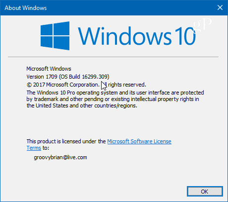 Τα Windows 10 Build 16299-309