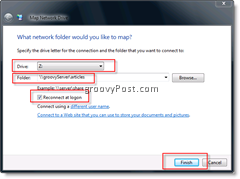 Σχεδιάστε μια μονάδα δίσκου δικτύου στα Windows Vista και Server 2008 από την Εξερεύνηση των Windows
