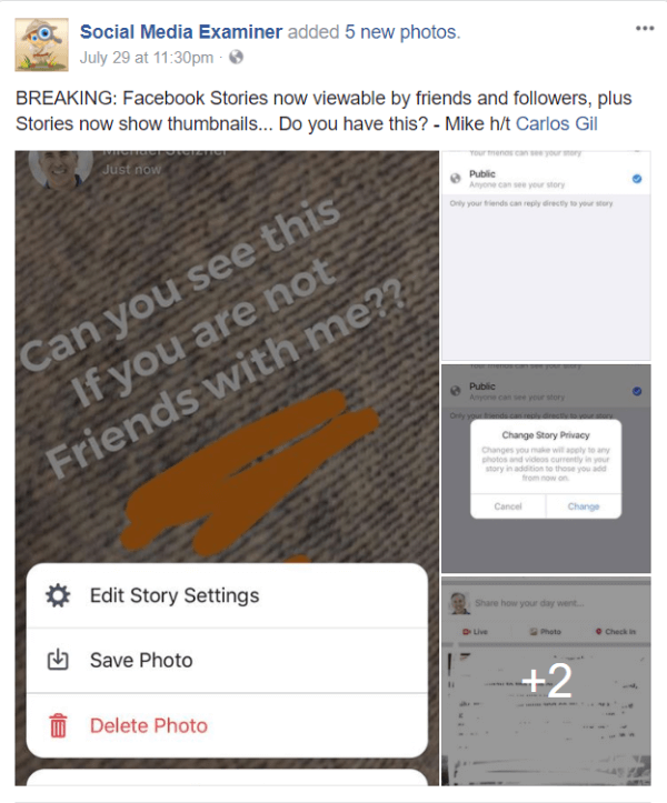 Το Facebook διαθέτει δημόσιες εικόνες κοινής χρήσης και μικρογραφίες για το Stories.