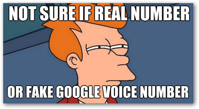 Δεν είμαι σίγουρος αν ο πραγματικός αριθμός ή ψεύτικο google φωνητικό αριθμό