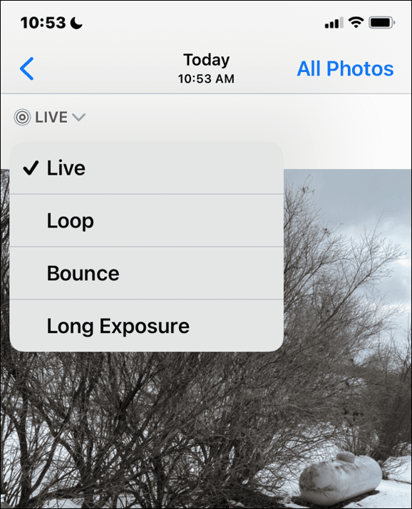 επιλέξτε Long Exposure iPhone
