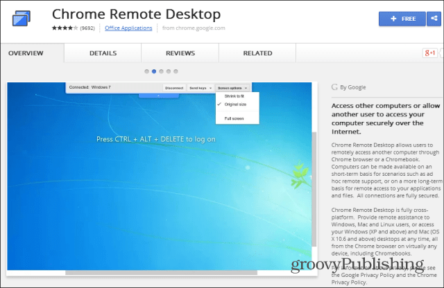 Αποθηκεύστε στο Chrome Store Remote Desktop