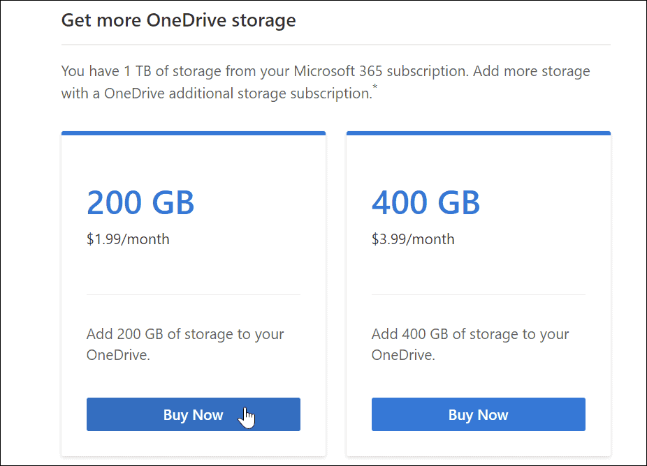 αποκτήστε περισσότερο χώρο αποθήκευσης OneDrive