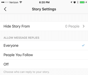 ρυθμίσεις ιστοριών instagram
