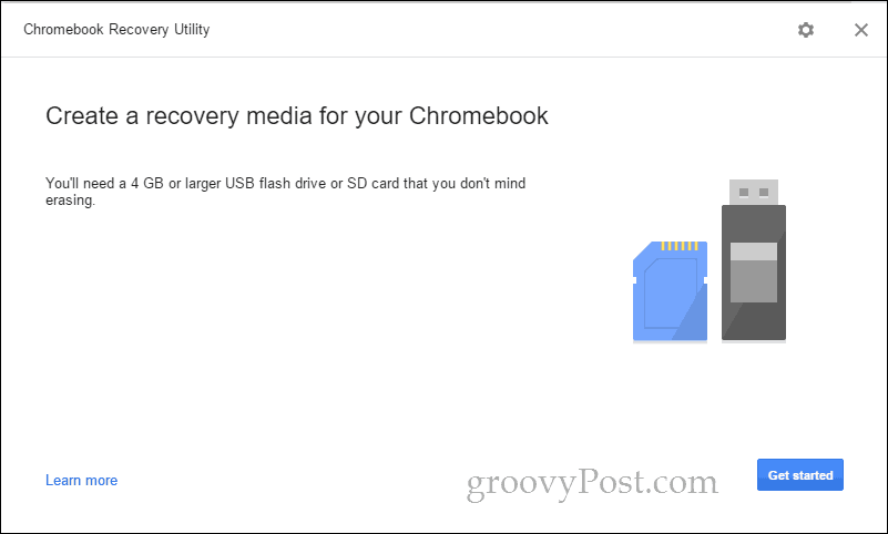 χρησιμότητα ανάκτησης chromebook ξεκινήσετε