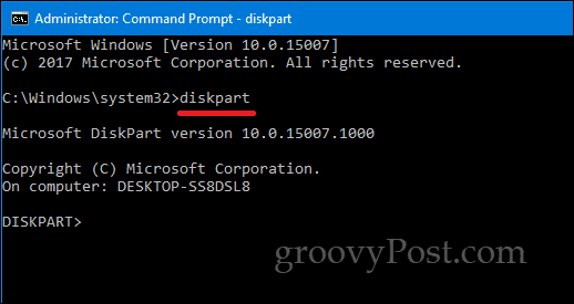Γραμμή εντολών DiskPart Windows 10