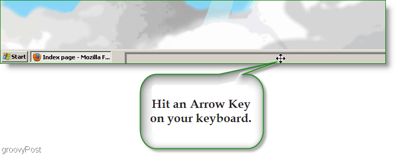 Στιγμιότυπο οθόνης των Windows XP - Πιέστε το πλήκτρο βέλους για να βρείτε το χαμένο παράθυρο