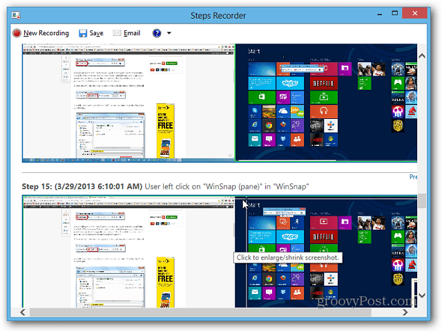 Χρησιμοποιήστε τη Εγγραφή βημάτων στα Windows 8.1 για την αντιμετώπιση προβλημάτων υπολογιστή