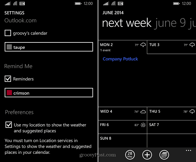 Windows Phone 8.1 Συμβουλή: Εμφάνιση του καιρού απευθείας στο ημερολόγιο