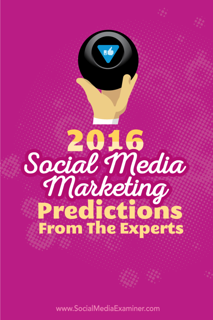 Προβλέψεις μάρκετινγκ κοινωνικών μέσων του 2016 από 14 ειδικούς