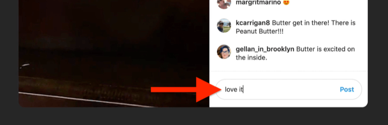 xscreenshot παράδειγμα ενός instagram ζωντανά με το πλαίσιο σχολίων να επισημαίνεται και να συμπληρώνεται από έναν θεατή που λέει "το λατρεύω"