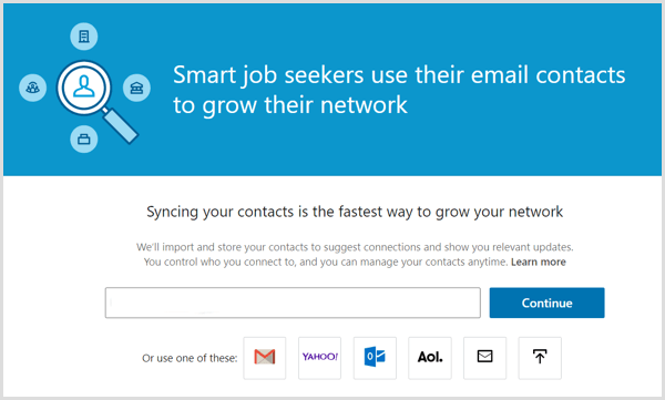 Το εργαλείο LinkedIn για συγχρονισμό των επαφών email σας με τον λογαριασμό σας στο LinkedIn