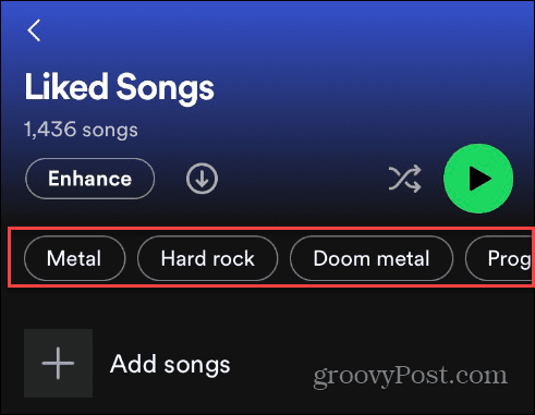 Ταξινόμηση τραγουδιών που σας αρέσουν στο Spotify