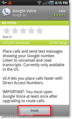 Κινητό Android Market Εγκαταστήστε το Google Voice