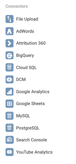 Το Google Data Studio σάς επιτρέπει να συνδεθείτε σε διάφορες πηγές δεδομένων.