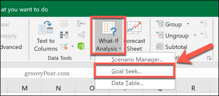 Το κουμπί επιλογής Αναζήτηση στόχου του Excel