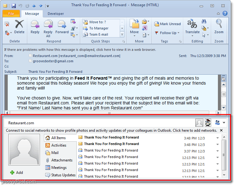 Πώς να απενεργοποιήσετε το παράθυρο ατόμων στο Outlook 2010