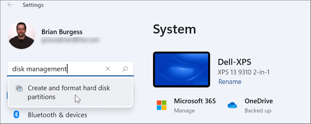 Ανοίξτε τη διαχείριση δίσκου στις ρυθμίσεις των Windows 11