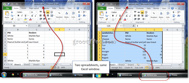 Τρόπος προβολής των υπολογιστικών φύλλων Excel 2010 Side-by-Side για σύγκριση