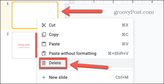 google slides διαγραφή slidev