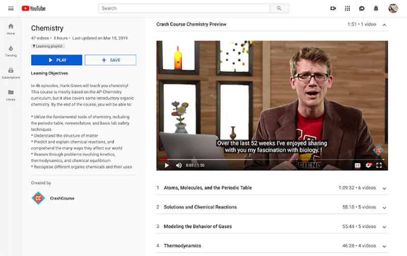 Το YouTube παρουσιάζει τις λίστες αναπαραγωγής εκμάθησης για να παρέχει ένα ειδικό μαθησιακό περιβάλλον για άτομα που επισκέπτονται το YouTube για να μάθουν.