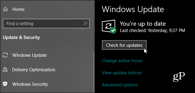 Windows 10 Έλεγχος για ενημερώσεις