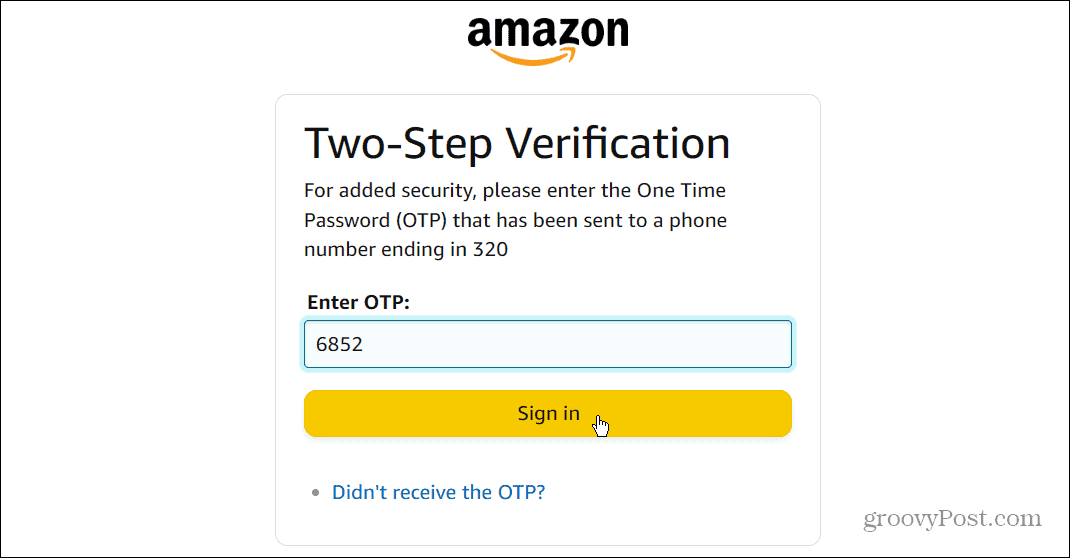 κωδικός πρόσβασης μίας χρήσης OTP Amazon