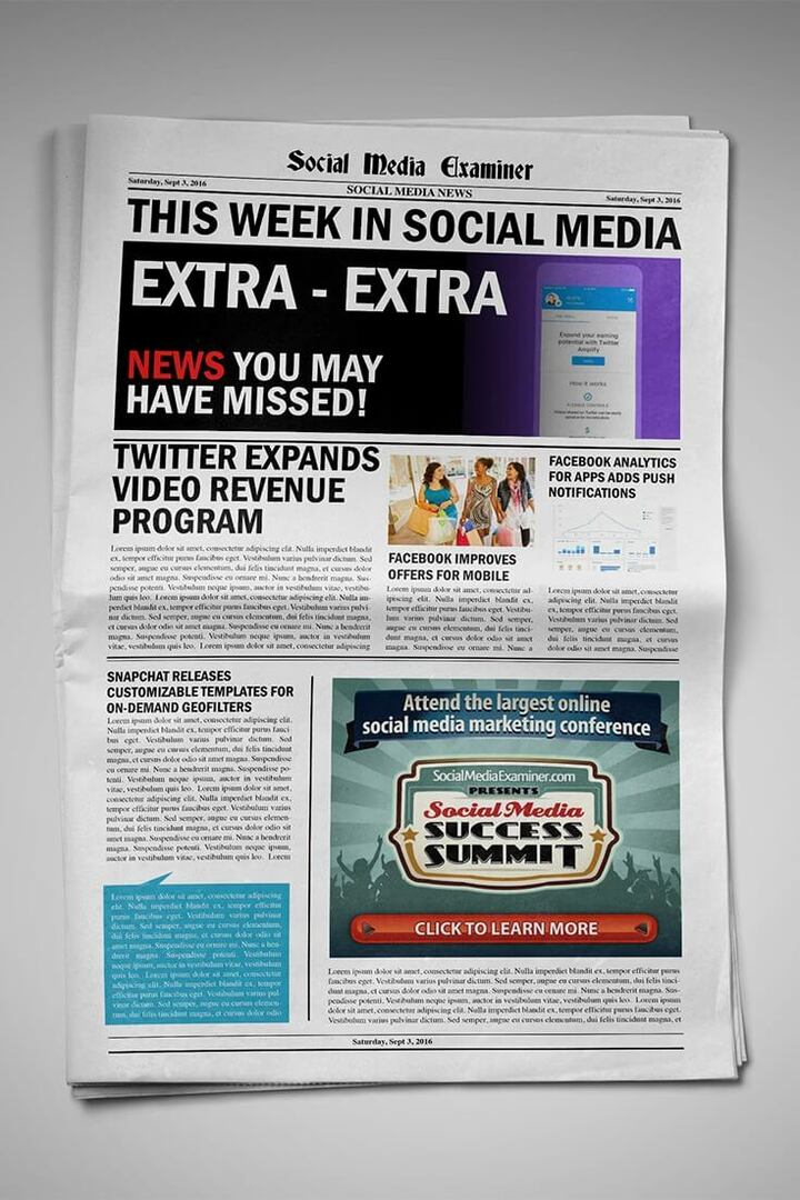 Το Twitter ανοίγει διαφημίσεις βίντεο πριν το βίντεο και κοινή χρήση εσόδων βίντεο και άλλες ειδήσεις στα μέσα κοινωνικής δικτύωσης για τις 3 Σεπτεμβρίου 2016.