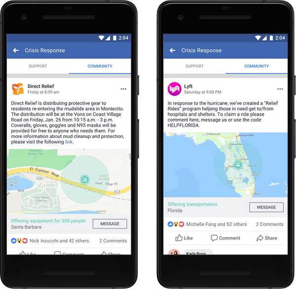 Το Facebook ανακοίνωσε ότι οι οργανισμοί και οι επιχειρήσεις μπορούν πλέον να δημοσιεύουν στη Βοήθεια κοινότητας και να παρέχουν κρίσιμες πληροφορίες και υπηρεσίες στους ανθρώπους να λάβουν τη βοήθεια που χρειάζονται σε μια κρίση.