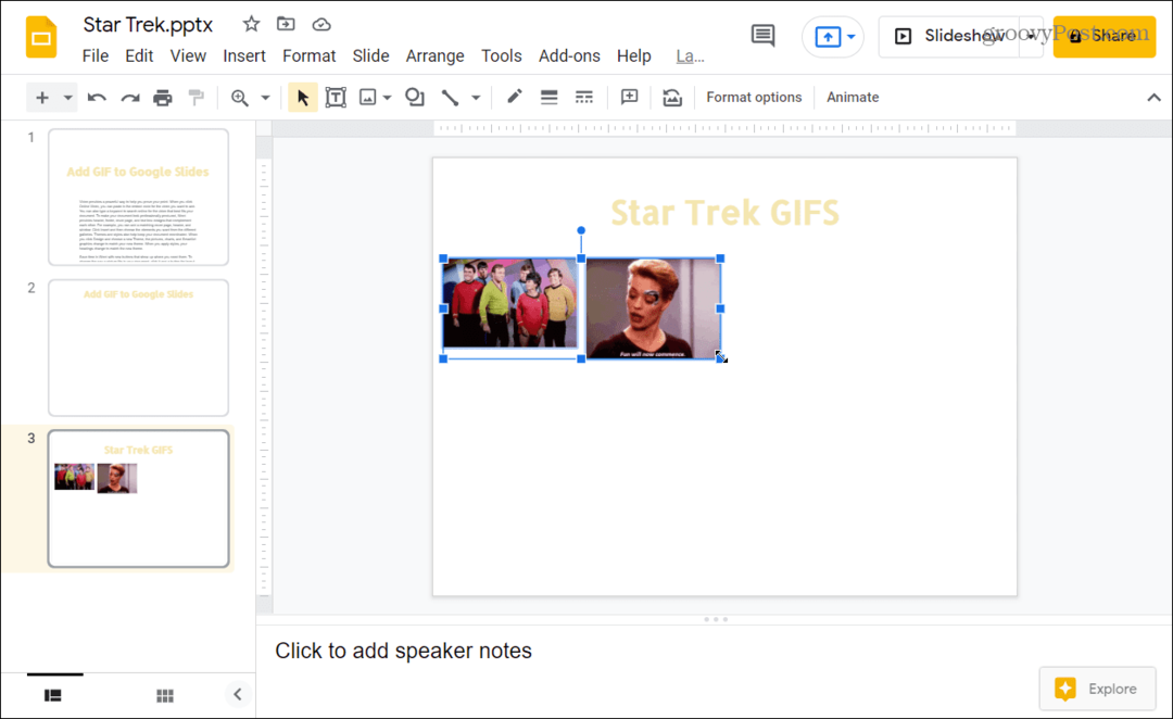Τα GIF έχουν εισαχθεί στην παρουσίαση των Παρουσιάσεων Google