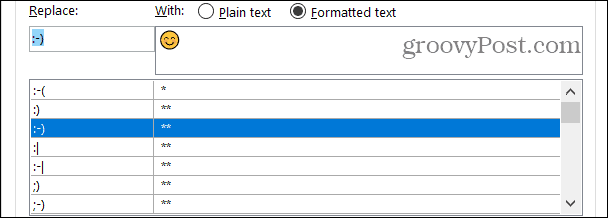 Μορφοποιημένες αντικαταστάσεις κειμένου στο Word στα Windows