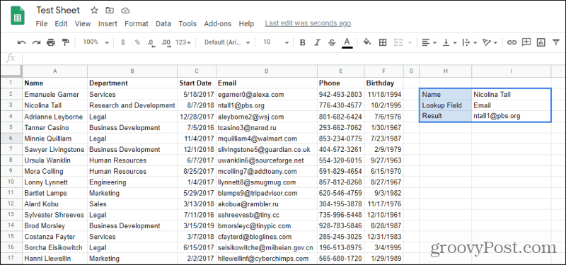 αποτελέσματα αναζήτησης vlookup