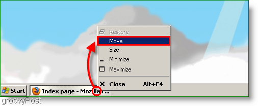 Windows XP Screenshot - Μετακίνηση παραθύρου