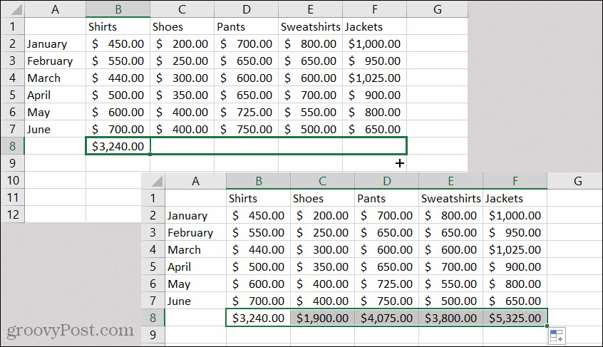 Τύπος αυτόματης συμπλήρωσης του Excel