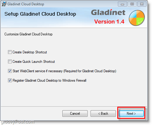 εγκατάσταση του gladinet