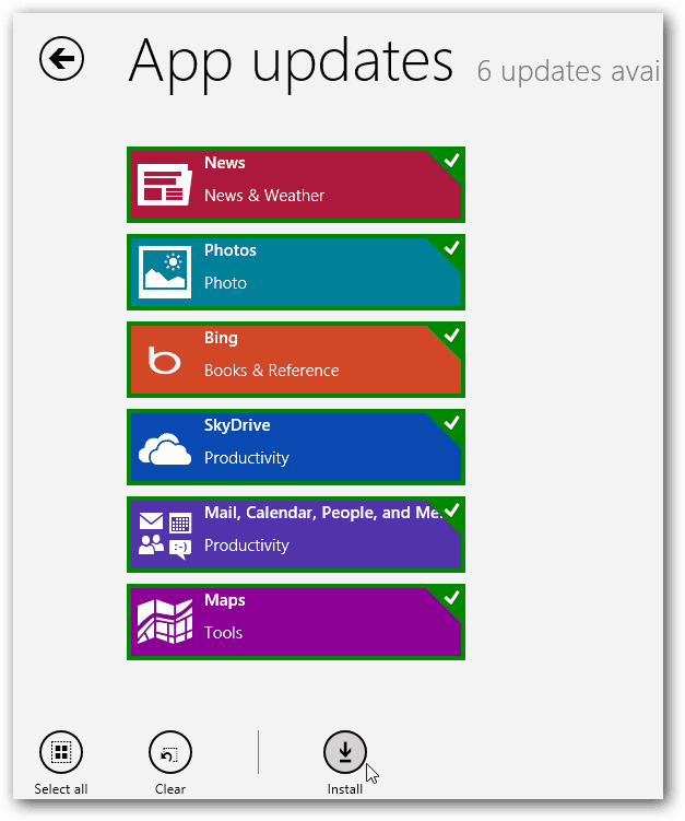 Ενημερώσεις των Εφαρμογών των Windows 8