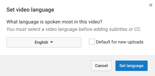 Επιλέξτε τη γλώσσα που μιλάτε πιο συχνά στο βίντεό σας στο YouTube.
