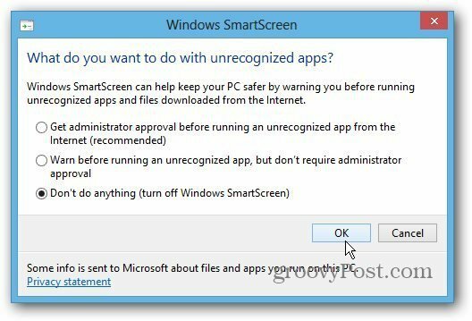 Ρύθμιση SmartScreen