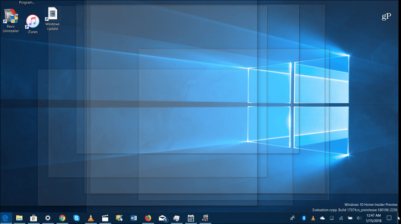 Desktop Peek χαρακτηριστικό Windows 10