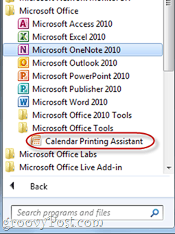Βοηθός εκτύπωσης ημερολογίου Outlook 2010