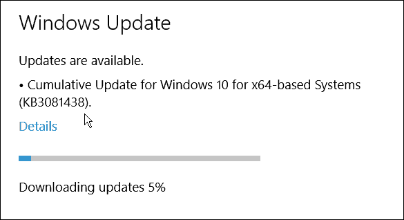Τρίτη αθροιστική ενημερωμένη έκδοση της Microsoft για Windows 10 (KB3081438)