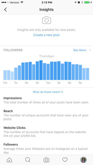 insights επιχειρηματικού προφίλ instagram
